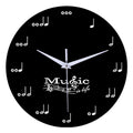 Music notes wall decoration quiet round clock
