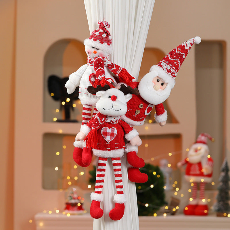 Knitted Long Legged Santa Doll Curtain Tie Back