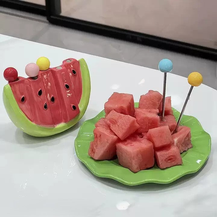 Watermelon Fruit Bite Sticks Fork Set