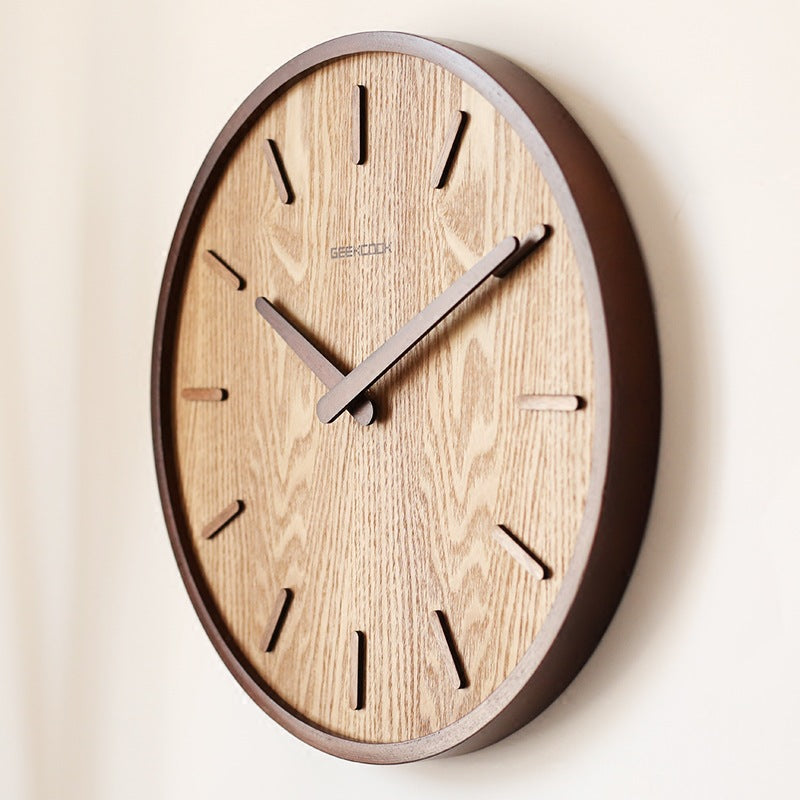 Minimalistic Quiet Wooden Wall Clock 12 Inch