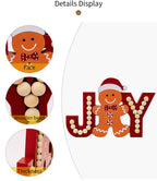 Wooden Gingerbread Gnome JOY Christmas Ornament