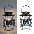 New Solar Creative Retro Lantern, Iron Butterfly Tungsten Wire Outdoor Villa Garden Hanging Light
