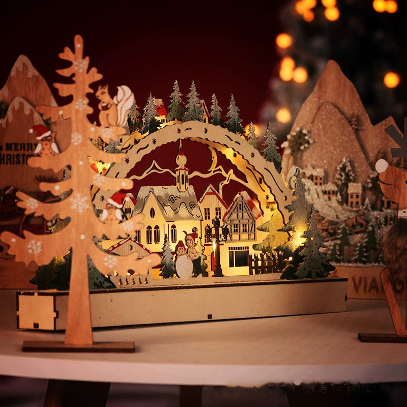 Wooden LED Christmas Village Decoration