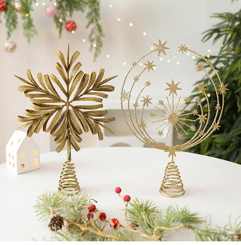 Iron Art Hollow Snowflake Christmas Tree Topper Star Ornament