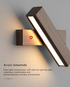 Rotatable wall lamp with Nordic wood grain