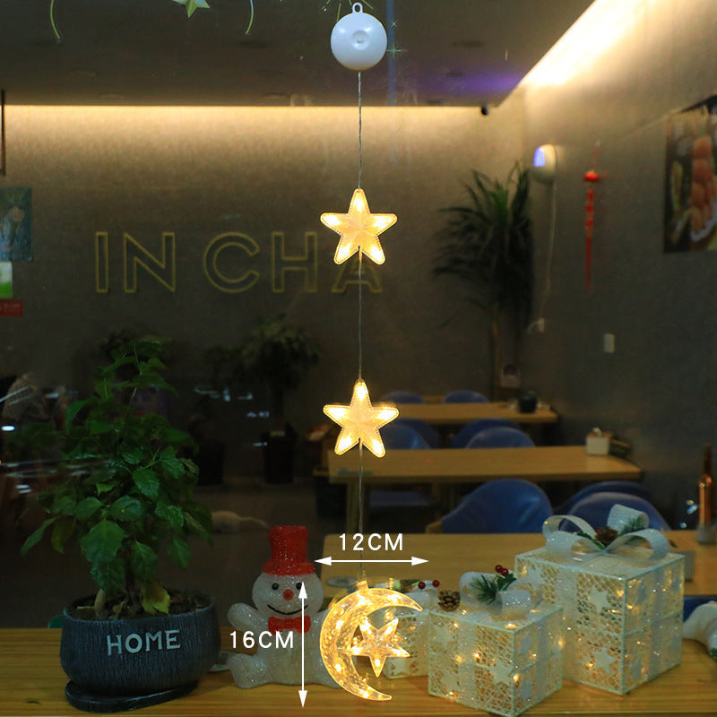 Christmas 3pcs LED Light Star Hanging Tree Sucker Window Ornaments