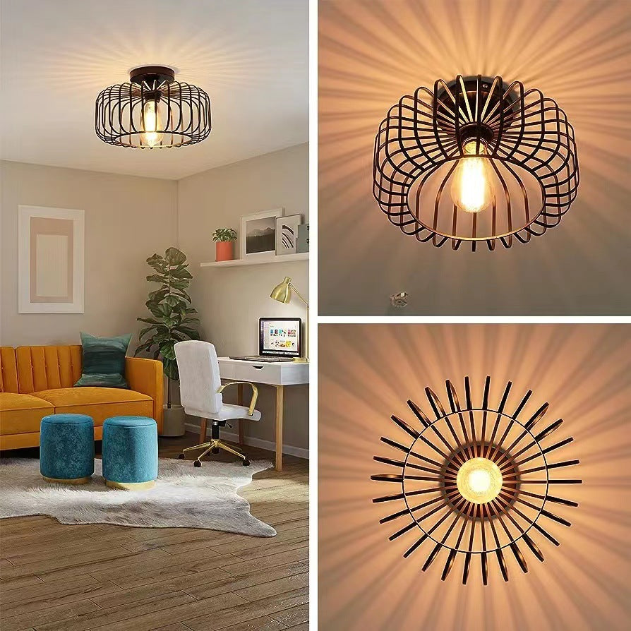 Modern Industrial Birdcage Ceiling Lamp Black