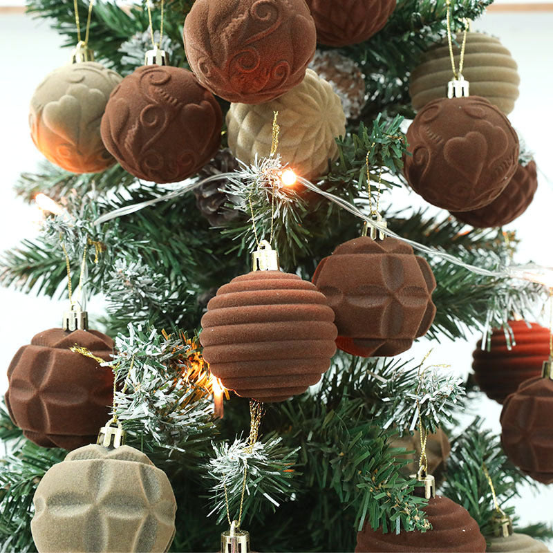 Flocking Christmas Ball 6cm12 Boxed Christmas Tree Velvet Ball Holiday Decorations