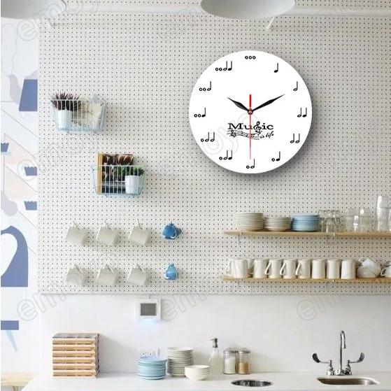 Music notes wall decoration quiet round clock