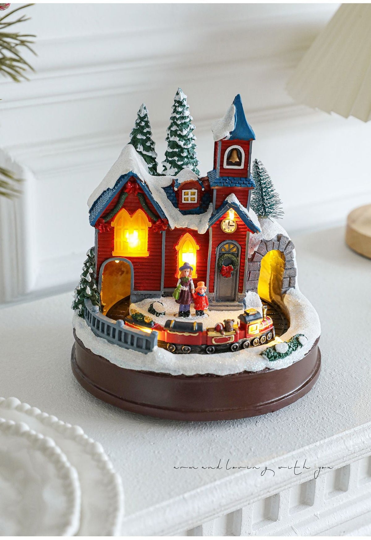 Resin Glowing Rotating Christmas Music Box