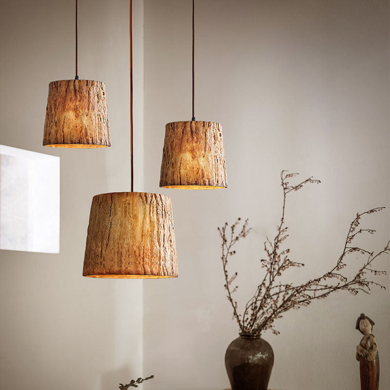 Wooden Log Pendant Lamp with Natural Look