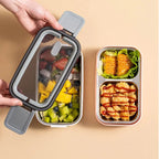 2-layer stainless steel Bento lunch box with locking lid
