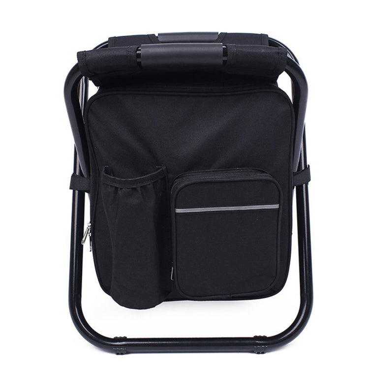 Outdoor Portable Folding Camping Chair Lightweight Fishing Beach Chair Stainless Steel Tube Folding Chair with Cooler Bag (Black)
