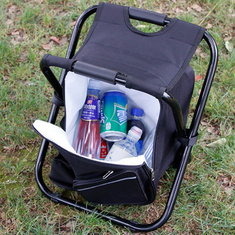 Outdoor Portable Folding Camping Chair Lightweight Fishing Beach Chair Stainless Steel Tube Folding Chair with Cooler Bag (Black)