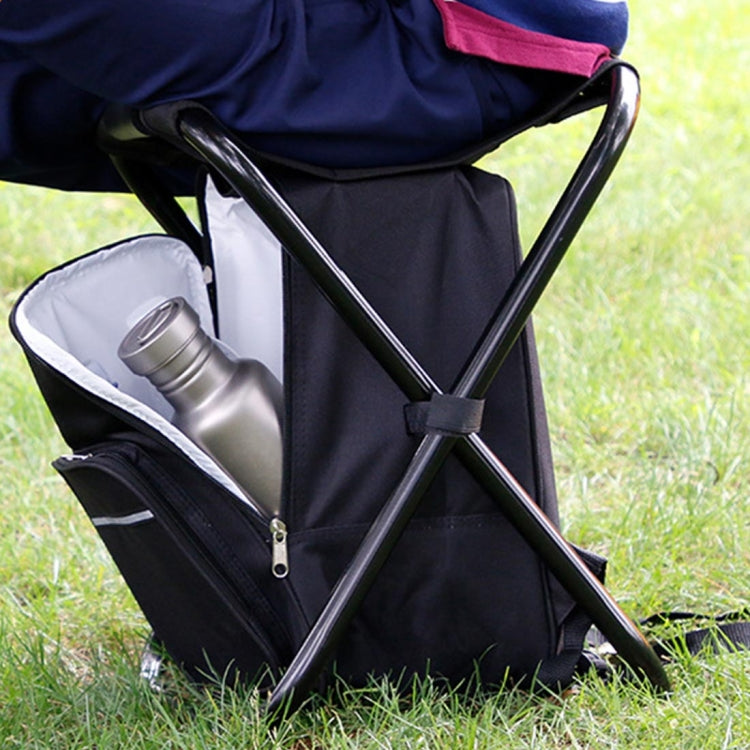 Outdoor Portable Folding Camping Chair Lightweight Fishing Beach Chair Stainless Steel Tube Folding Chair with Cooler Bag (Black)