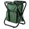 Outdoor portable foldable camping chair lightweight fishing beach chair stainless steel tube folding chair with cooler bag (Green)