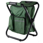 Outdoor portable foldable camping chair lightweight fishing beach chair stainless steel tube folding chair with cooler bag (Green)