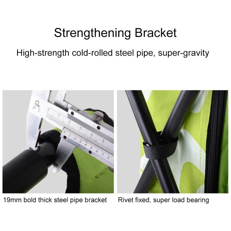 Outdoor portable foldable camping chair lightweight fishing beach chair stainless steel tube folding chair with cooler bag (Green)