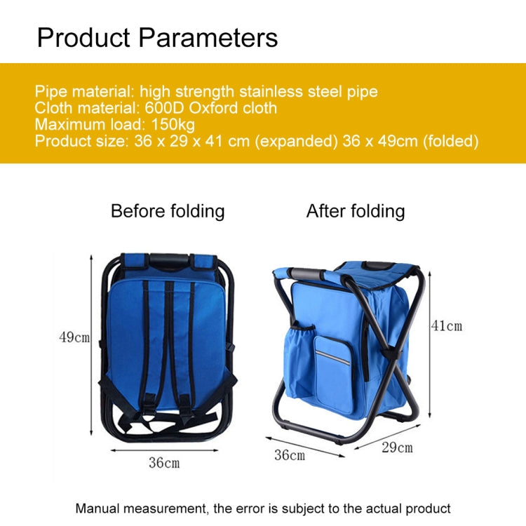 Outdoor portable foldable camping chair lightweight fishing beach chair stainless steel tube folding chair with cooler bag (Green)