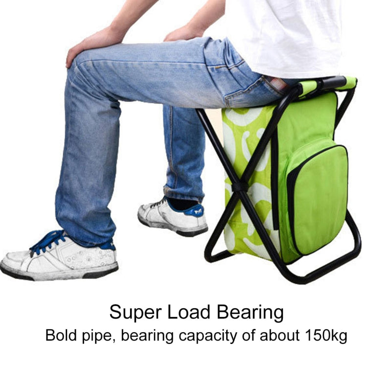 Outdoor portable foldable camping chair lightweight fishing beach chair stainless steel tube folding chair with cooler bag (Green)