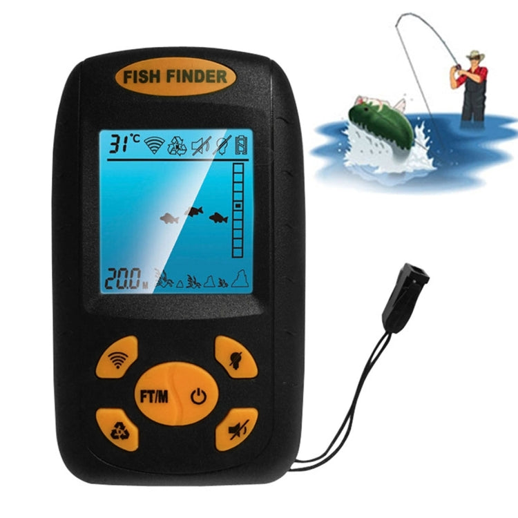 Portable Ultrasonic Fish Finder, Water Depth & Temperature Fish Finder with Wired Sonar Sensor and LCD Display