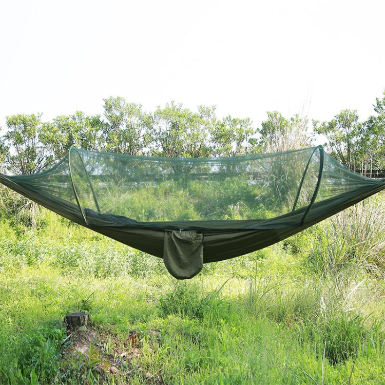 Portable Outdoor Camping Fully Automatic Nylon Parachute Hammock with Mosquito Nets, Size: 290 x 140cm (Army Green)