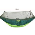 Portable Outdoor Camping Fully Automatic Nylon Parachute Hammock with Mosquito Nets, Size: 290 x 140cm (Army Green)