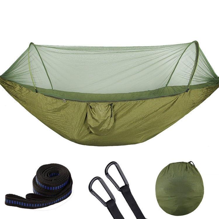 Portable Outdoor Camping Fully Automatic Nylon Parachute Hammock with Mosquito Nets, Size: 250 x 120cm (Olive Green)