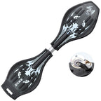 Fashion Vulkan Pattern Two-Wheeled Skateboard Glowing Lightning Wheel Vitality Board(Black)