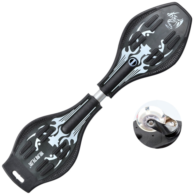 Fashion Vulkan Pattern Two-Wheeled Skateboard Glowing Lightning Wheel Vitality Board(Black)