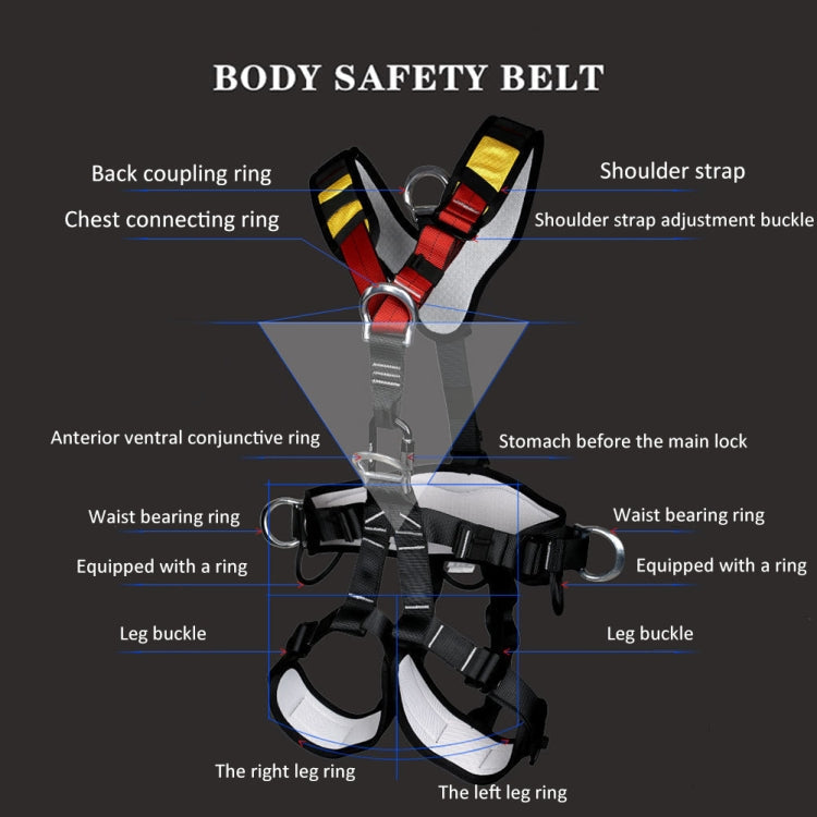 XINDA XDA9516 Outdoor Climbing Polyester High-Strength Rope Adjustable Descender Full-Body Safety Harness