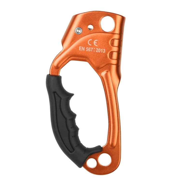 XINDA TP-8606 Outdoor Climbing Air Work Anti-Fall Handheld Rope Gripper for 8-12mm Diameter Rope Right (Orange)