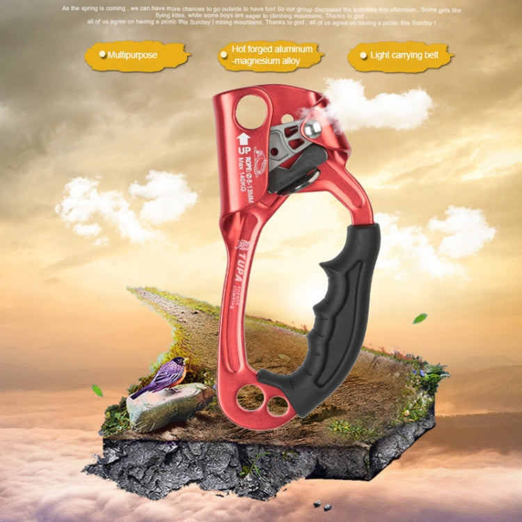 XINDA TP-8606 Outdoor Climbing Air Work Anti-Fall Handheld Rope Gripper for 8-12mm Diameter Rope Right (Orange)