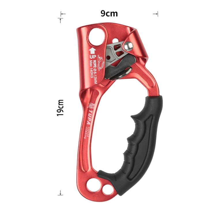 XINDA TP-8606 Outdoor Rock Climbing Air Work Anti-Fall Handheld Rope Gripper for 8-12mm Diameter Rope Right(Red)