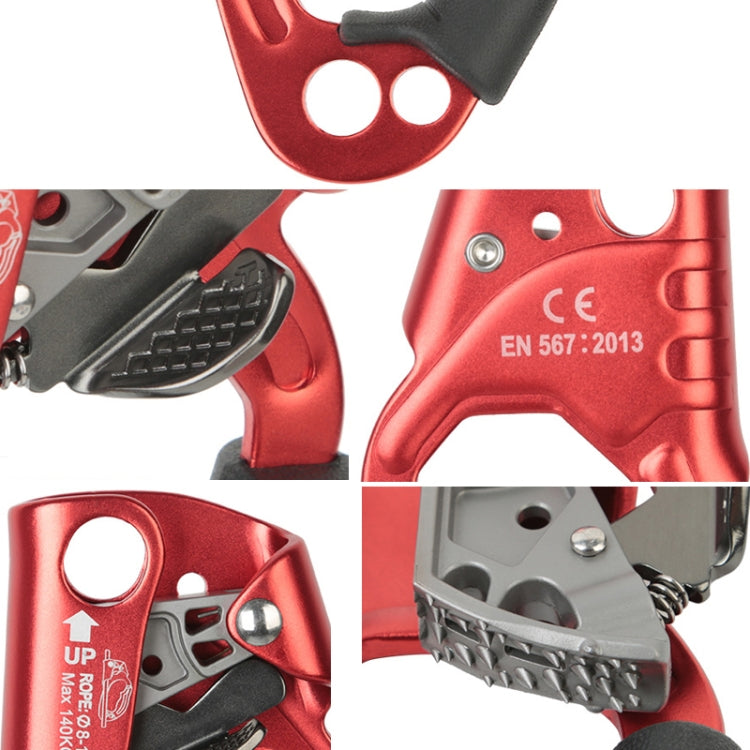 XINDA TP-8606 Outdoor Rock Climbing Air Work Anti-Fall Handheld Rope Gripper for 8-12mm Diameter Rope Right(Red)