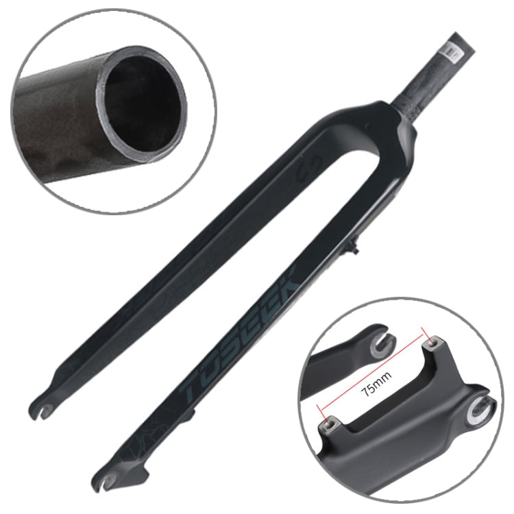 TOSEEK Ultra Light 26 Inch 385mm Mountain Bike Full Carbon Fork Straight Tube Disc Brake (Black)
