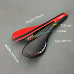 TOSEEK Road Bike Carbon Fiber Saddle Bicycle Hollow Saddle, 3K Texture + Lightweight (Red)