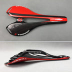 TOSEEK Road Bike Carbon Fiber Saddle Bicycle Hollow Saddle, 3K Texture + Lightweight (Red)