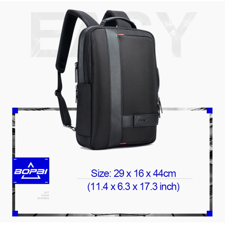 Bopai 751-006561 Large Capacity Business Casual Breathable Laptop Backpack with External USB Port, Size: 29 x 16 x 44 cm (Black)