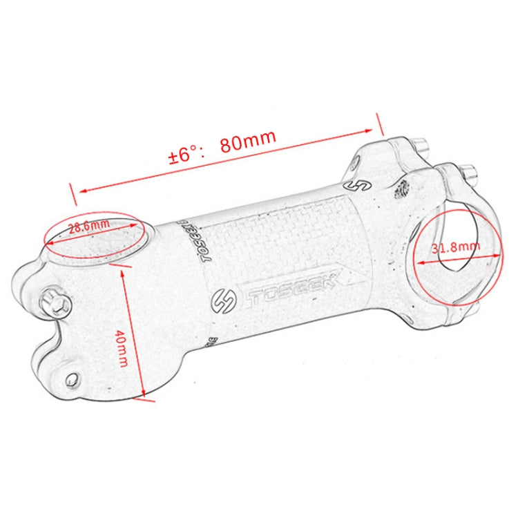 TOSEEK Street-Mountainbike Ultra-light Stem Riser Tap, Size: 6 Degrees, 80mm (Matt)
