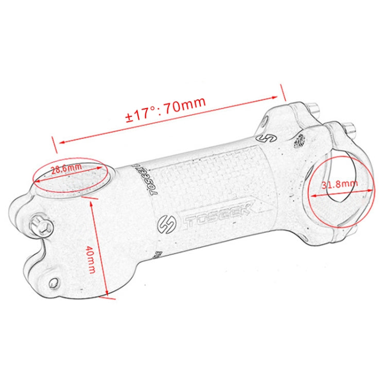 TOSEEK Street Mountain Bike Ultra-light Handlebar Stem Raiser Faucet, Size: 17 Degrees, 70mm (Matte)