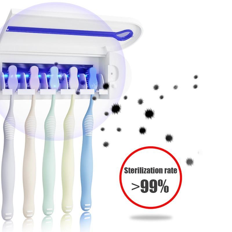 IcoolGadget Antibacteria UV Toothbrush Holder Automatic Toothpaste Dispenser Sterilize Home Cleaner Sterilize Bathroom Accessories Set