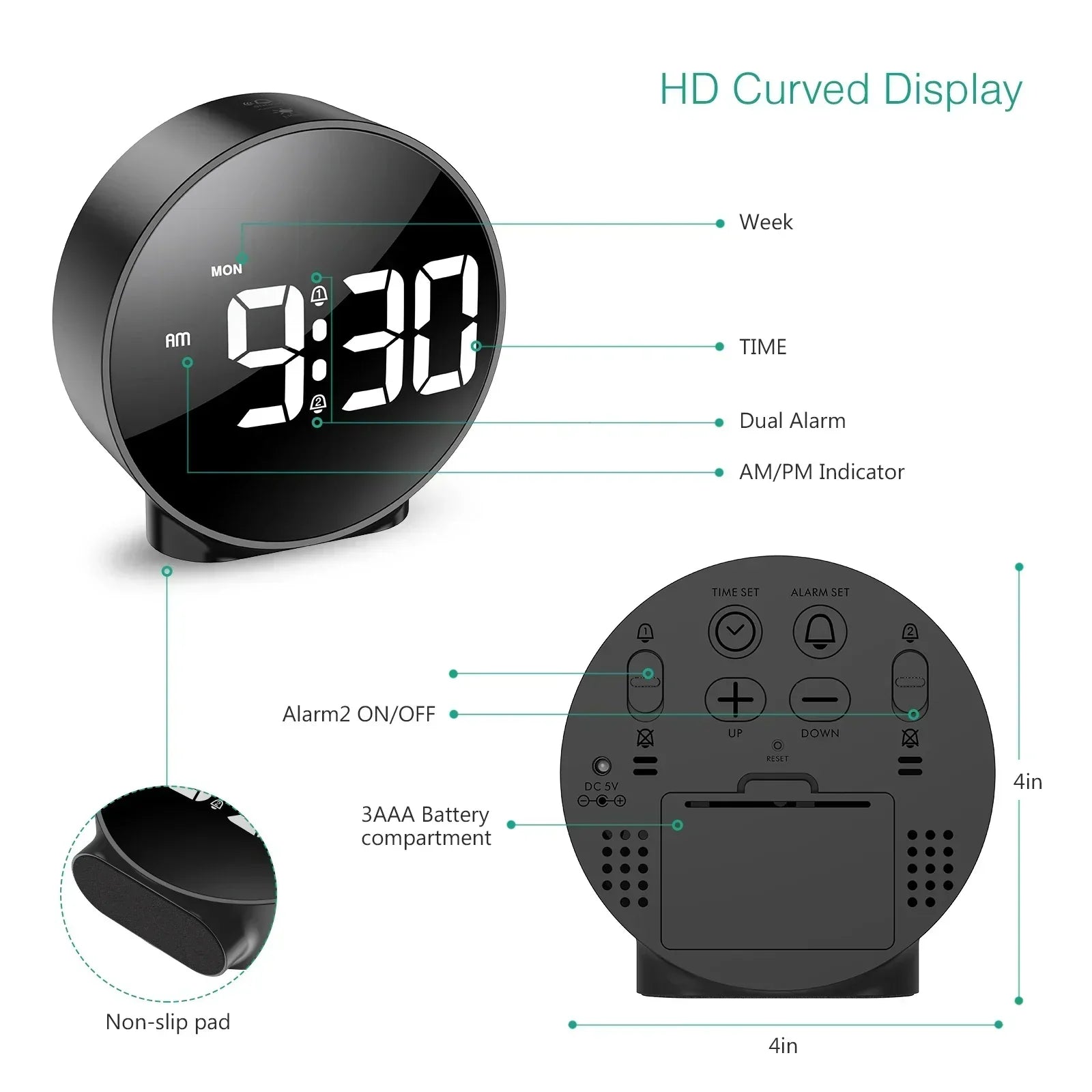 Light Source Digital Table Clock