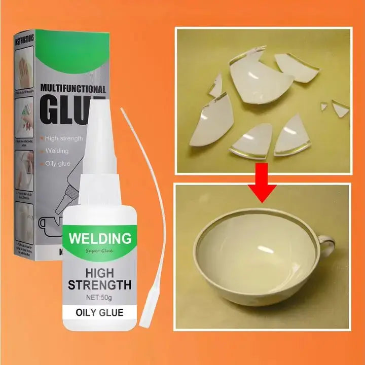 Oil-based high-performance adhesive for glass, ceramics & Co.