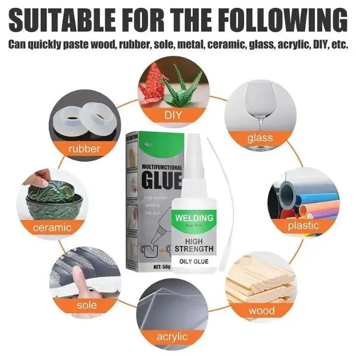 Oil-based high-performance adhesive for glass, ceramics & Co.