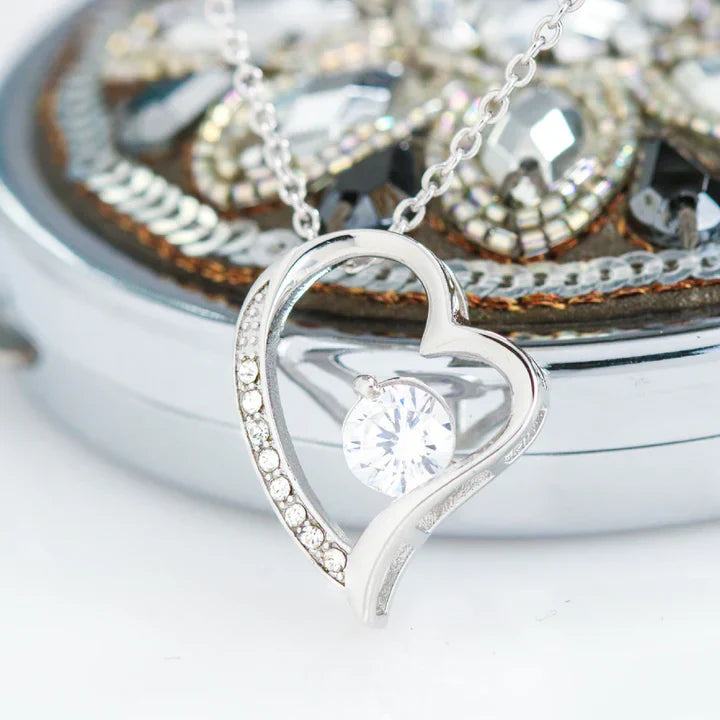 EternalBloom | Romantic Rose Box with 14k White Gold Heart Necklace and Love Note