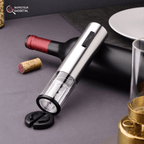 4-in-1 electric wine opener - corkscrew with pourer, foil cutter & vacuum stopper for effortless wine enjoyment