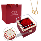 Lunavia Jewelry Box with Eternal Rose and Heart Necklace – 14k White Gold & 18k Gold Finish