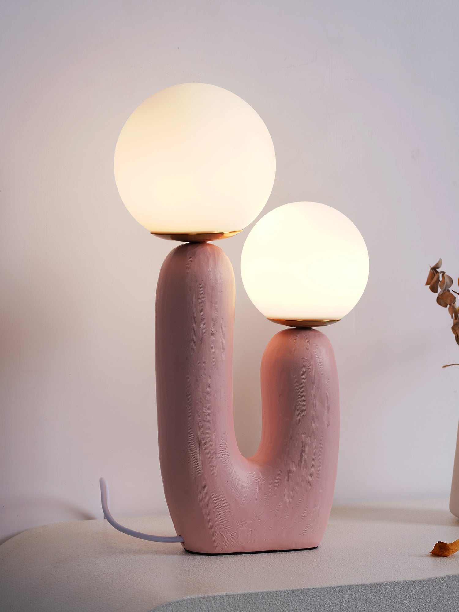 Contemporary Style Table Lamp with Natural Accent