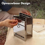 Foldable stainless steel wood stove – Portable camping cooker for outdoor cooking